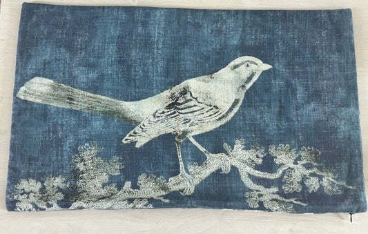 Blue Batik Bird Pillow Sham Cover