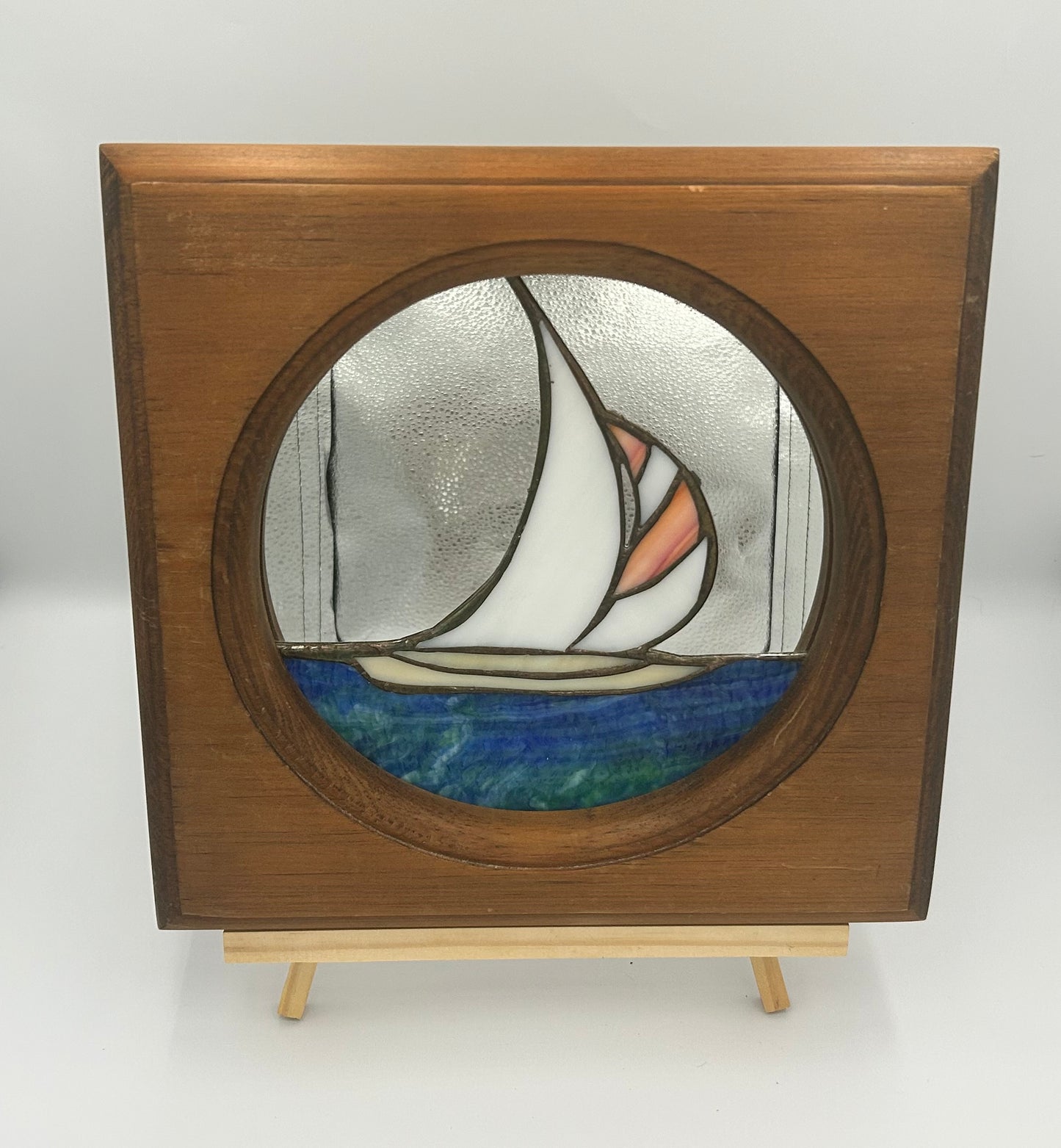 Framed Stained Glass Sailboat